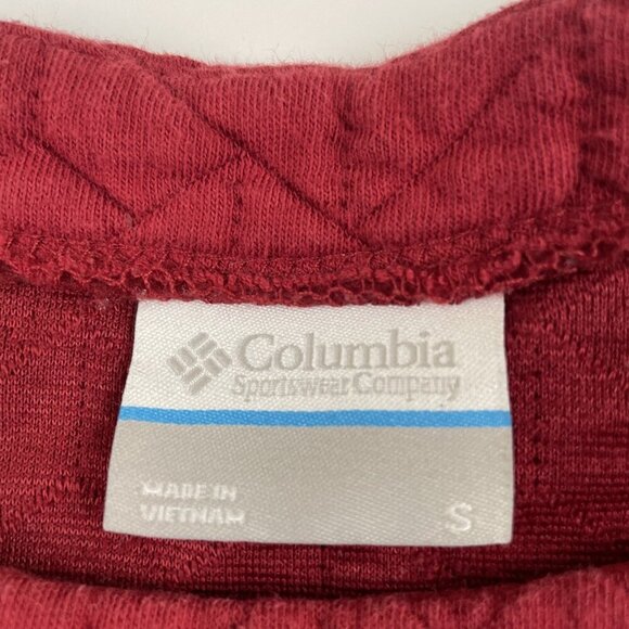 Columbia Lodge Quilted Long Sleeve Sweatshirt Women's S Red Cotton Blend Stretch - Picture 5 of 9